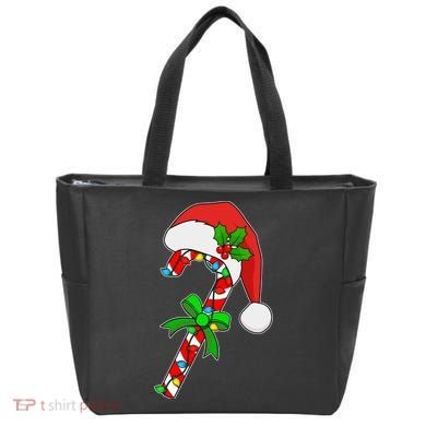 Christmas Santa Hat Candy Cane Tote Bag