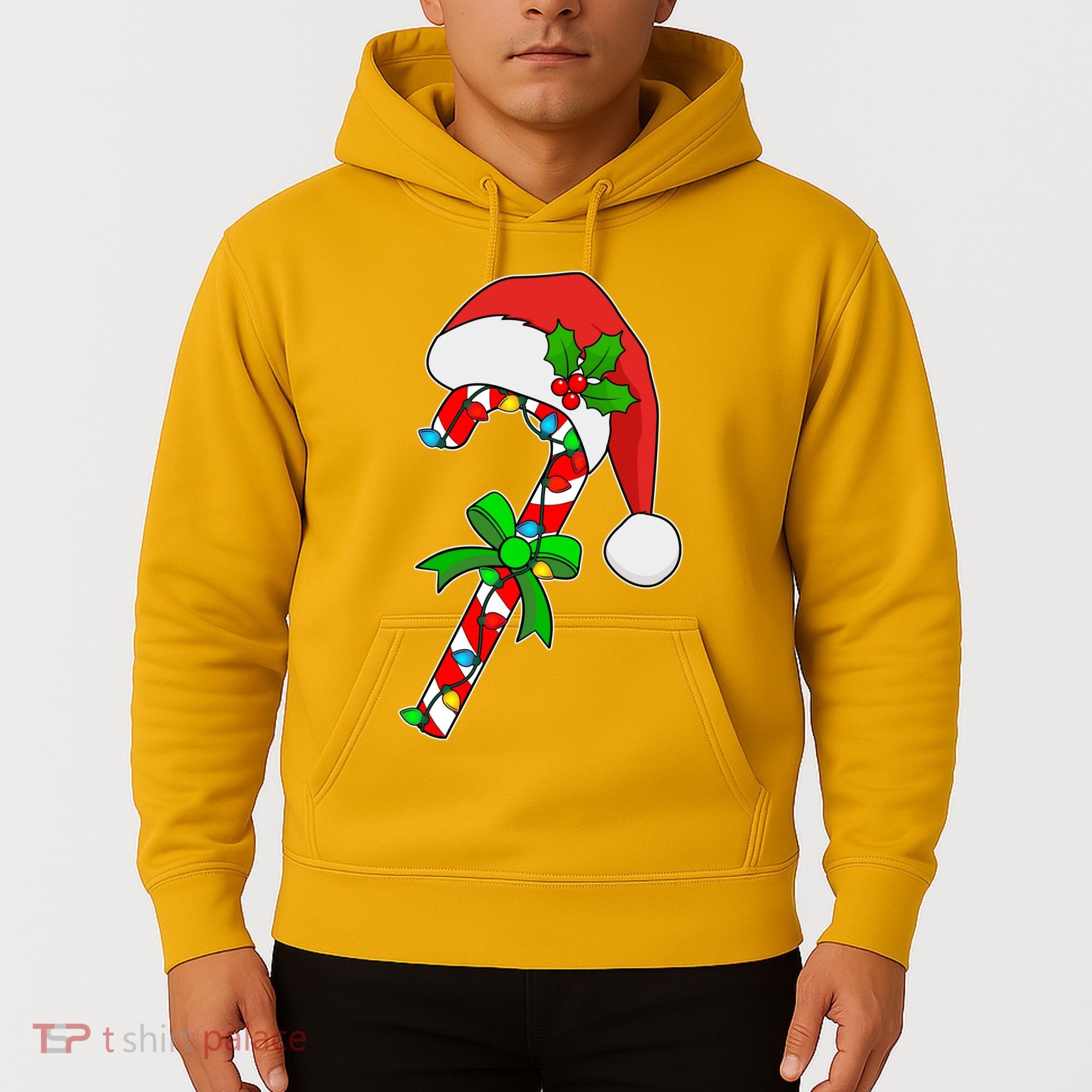 Christmas Santa Hat Candy Cane Hoodie
