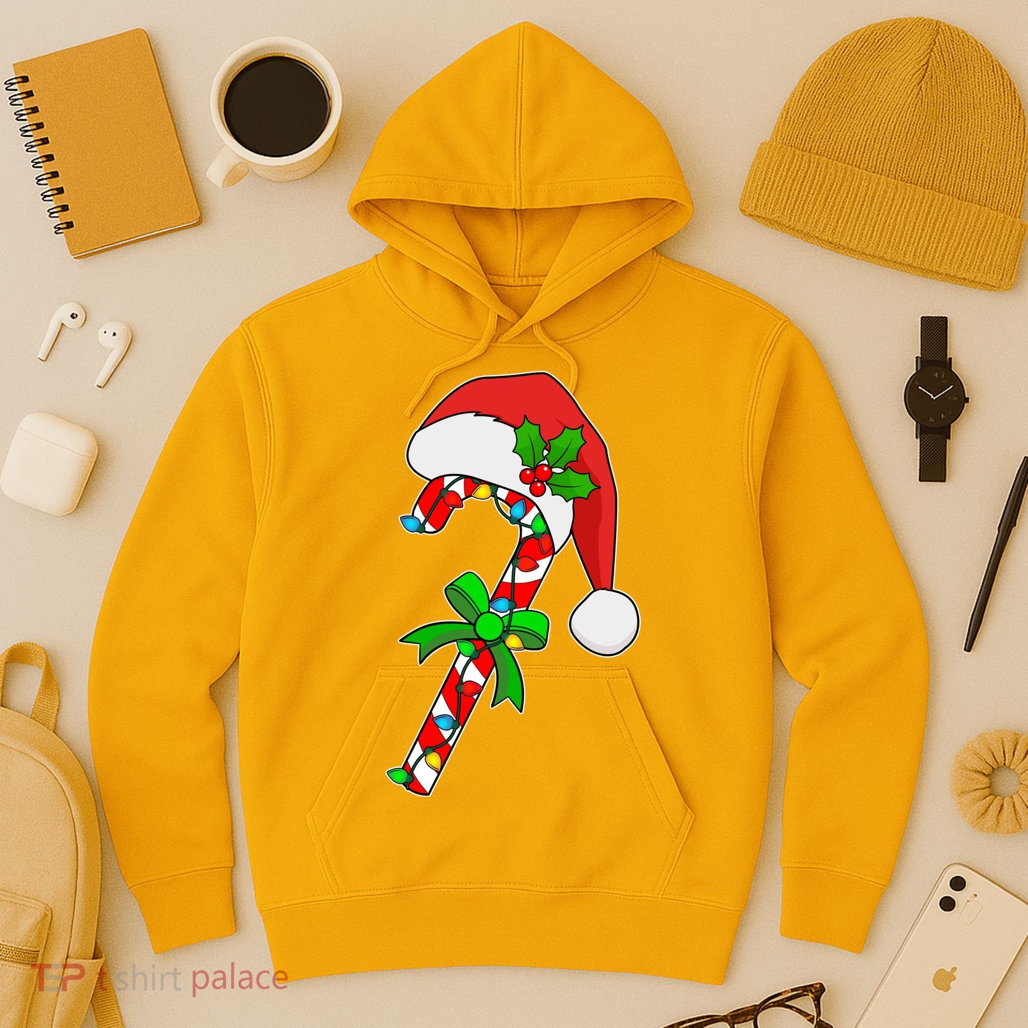 Christmas Santa Hat Candy Cane Hoodie