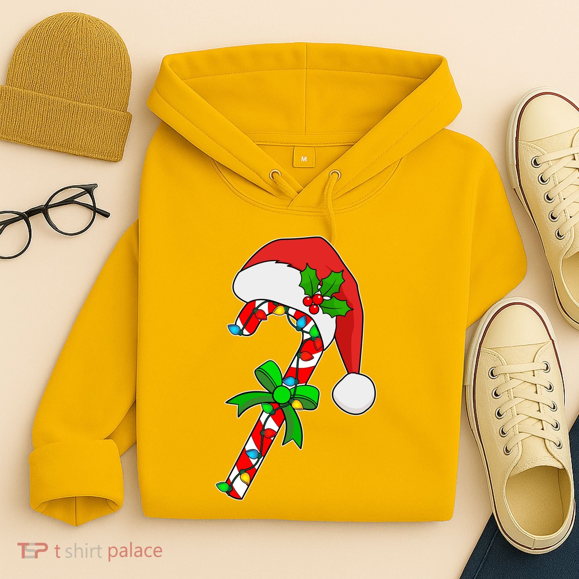 Christmas Santa Hat Candy Cane Hoodie