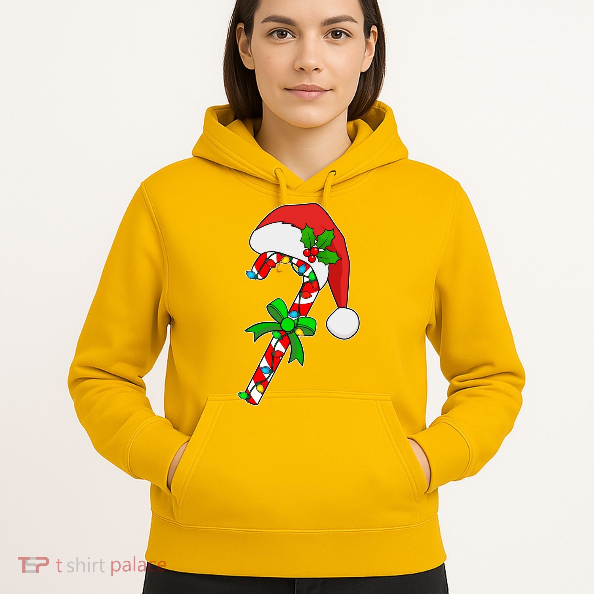 Christmas Santa Hat Candy Cane Hoodie
