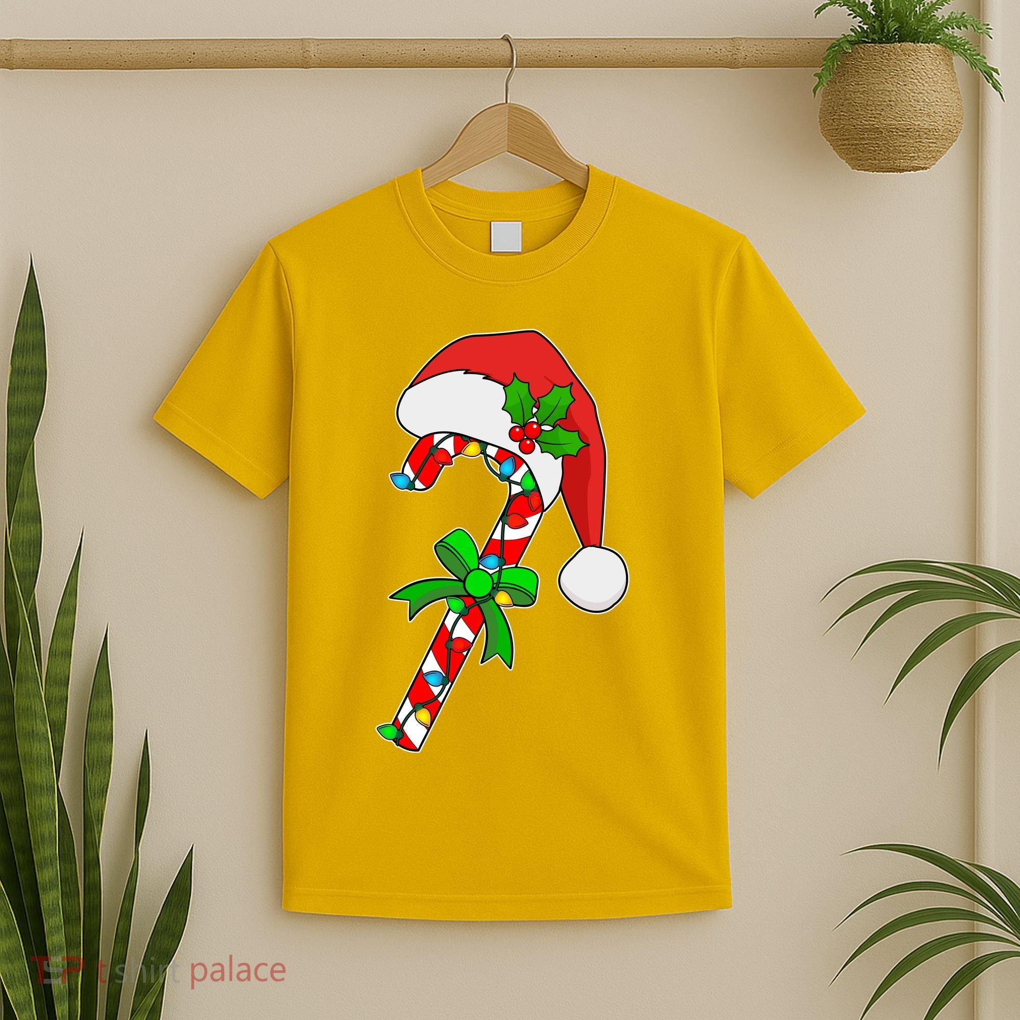 Christmas Santa Hat Candy Cane T-Shirt