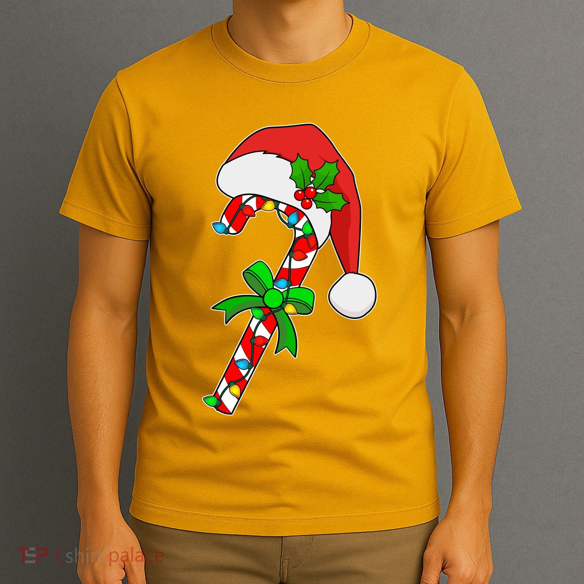 Christmas Santa Hat Candy Cane T-Shirt