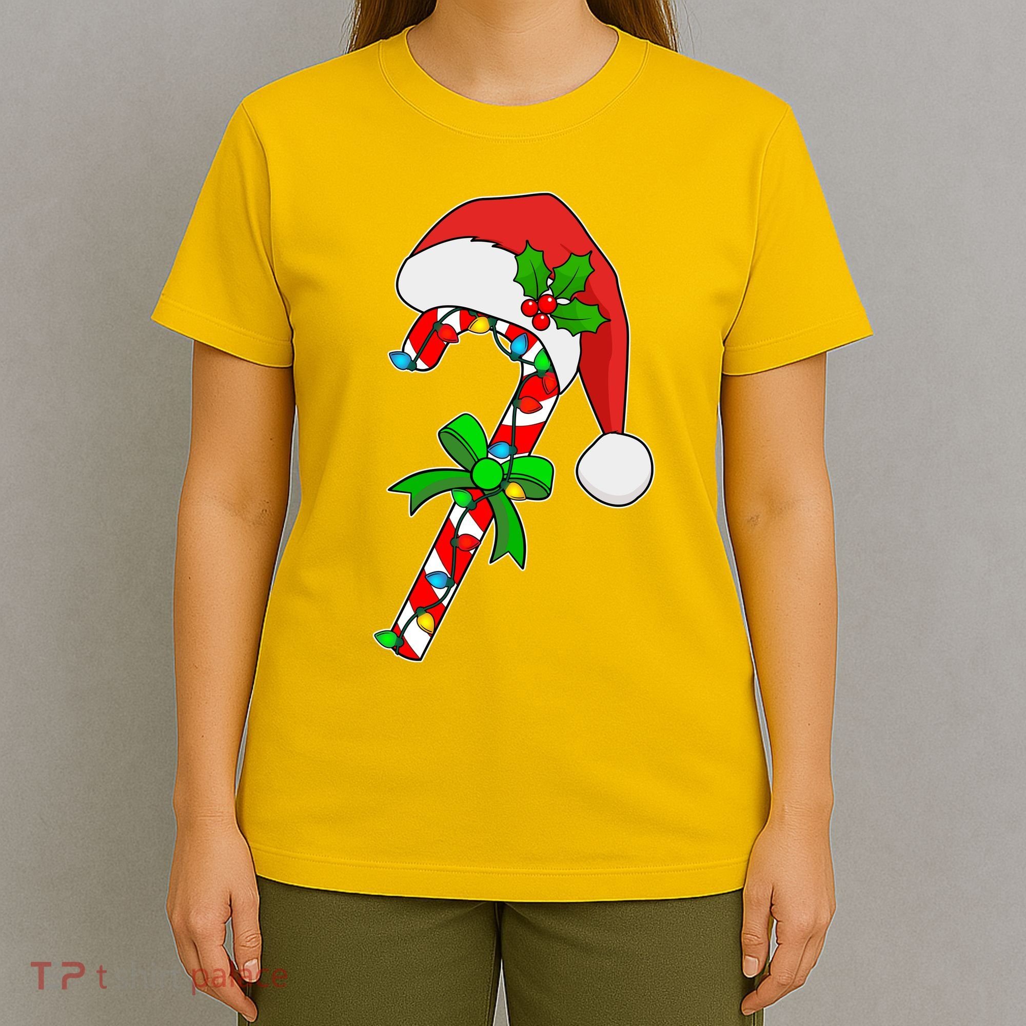 Christmas Santa Hat Candy Cane T-Shirt