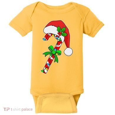 Christmas Santa Hat Candy Cane Baby Bodysuit