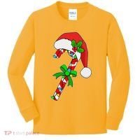 Christmas Santa Hat Candy Cane Kids Long Sleeve Shirt thumb 0