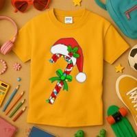 Christmas Santa Hat Candy Cane Kids T-Shirt thumb 3