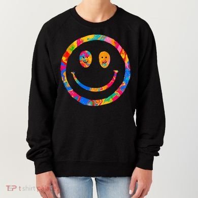 Colorful Super Happy Face Smiley Women's Sweatshirt
