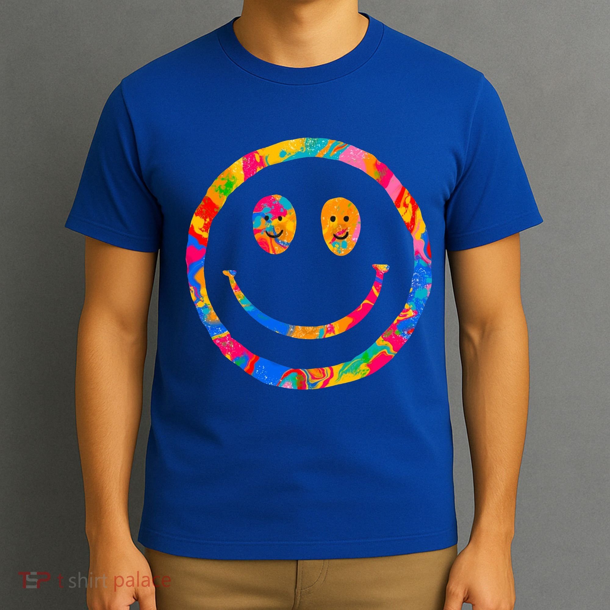 Colorful Super Happy Face Smiley T-Shirt