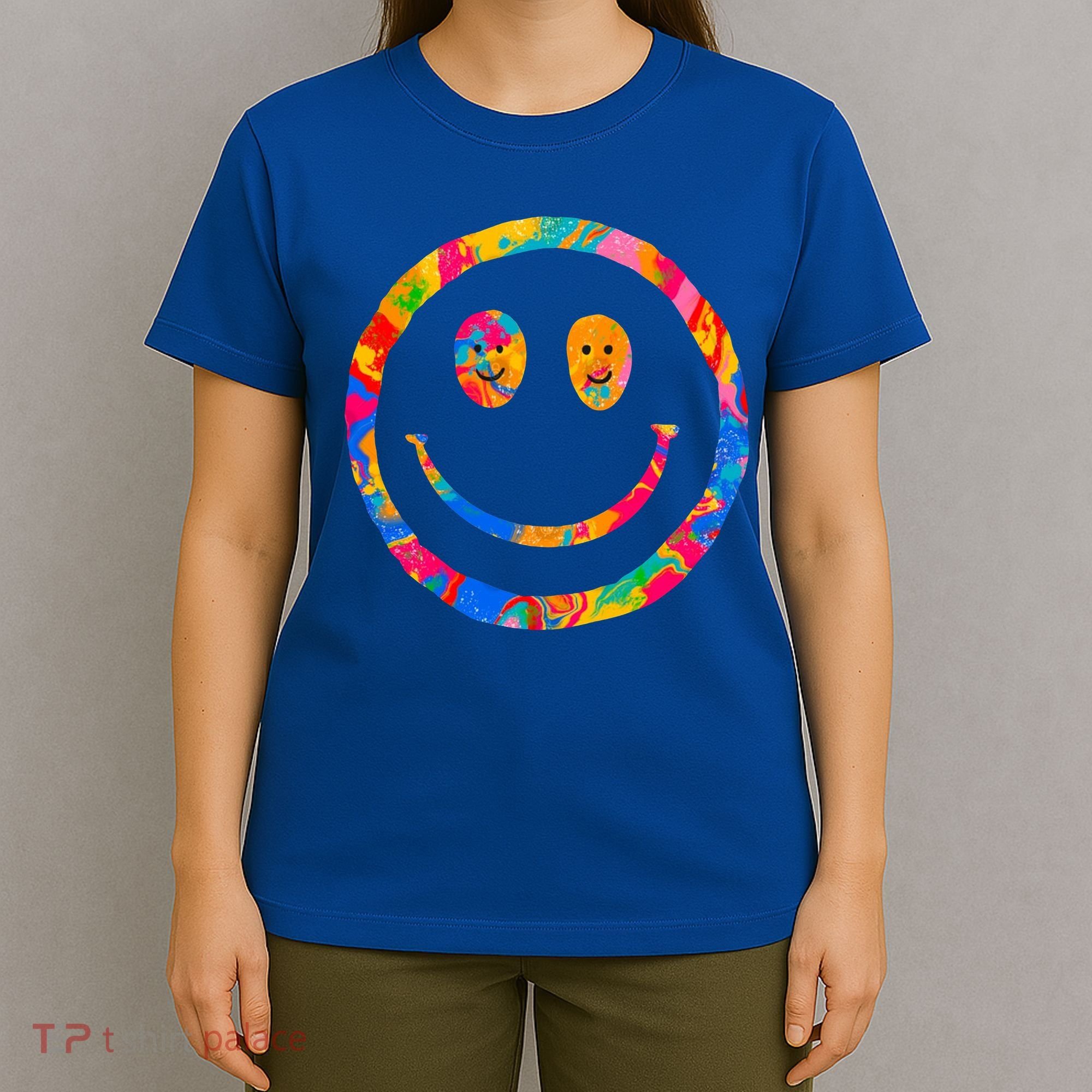Colorful Super Happy Face Smiley T-Shirt