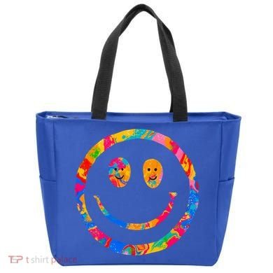 Colorful Super Happy Face Smiley Tote Bag