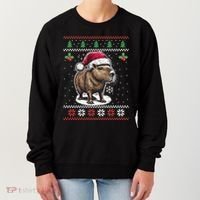 Capybara Santa Hat Ugly Christmas Sweater Xmas Women's Sweatshirt thumb 0