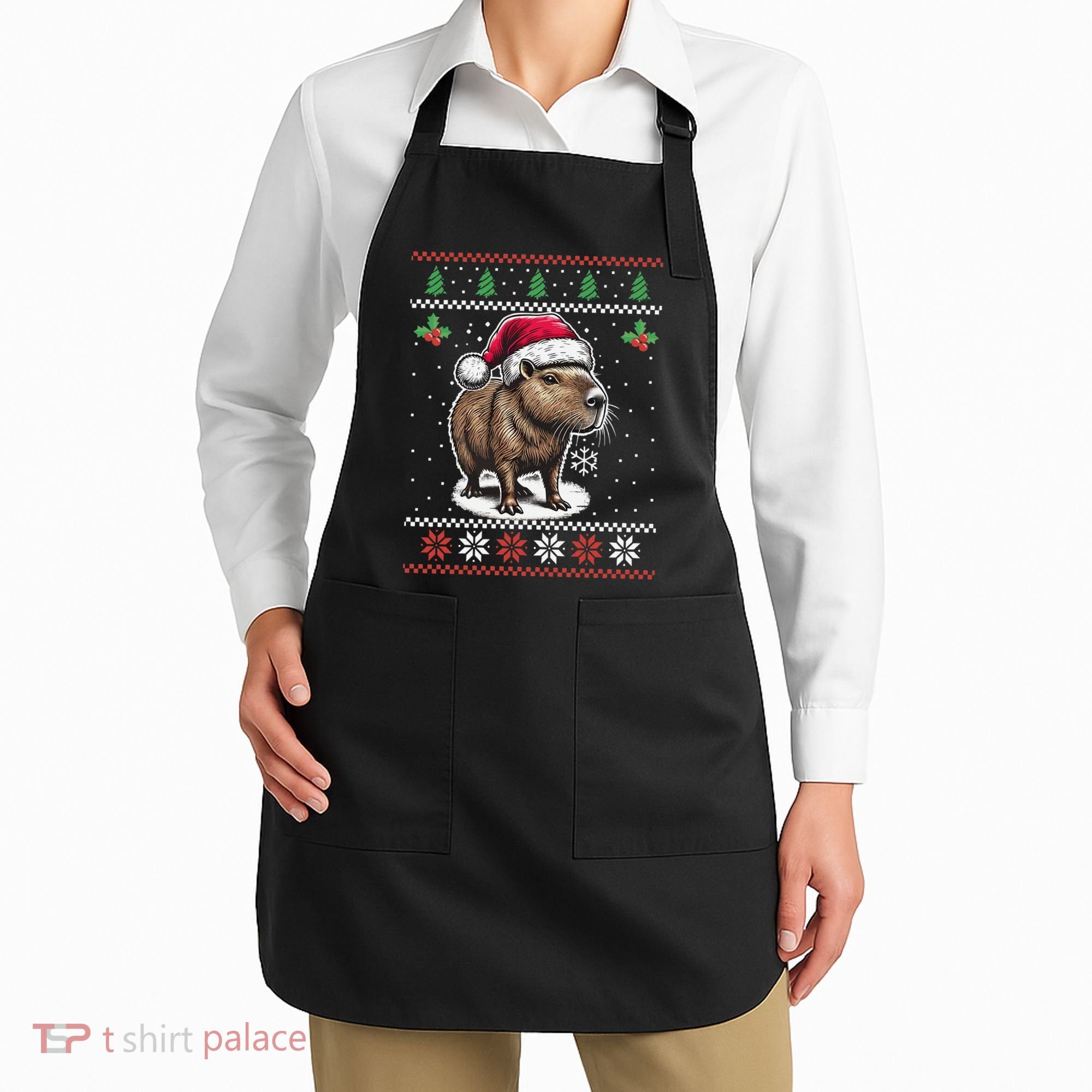 Capybara Santa Hat Ugly Christmas Sweater Xmas Apron