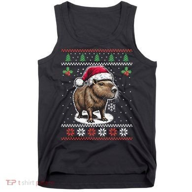 Capybara Santa Hat Ugly Christmas Sweater Xmas Tank Top