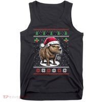 Capybara Santa Hat Ugly Christmas Sweater Xmas Tank Top thumb 0