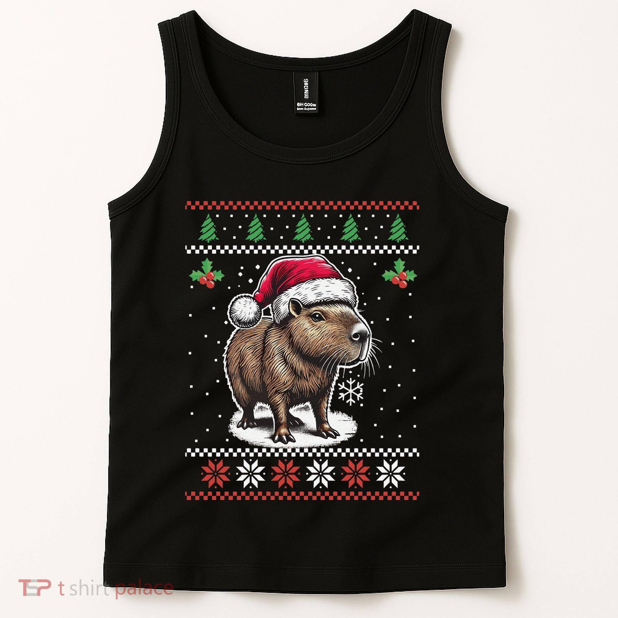 Capybara Santa Hat Ugly Christmas Sweater Xmas Tank Top
