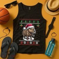 Capybara Santa Hat Ugly Christmas Sweater Xmas Tank Top thumb 4