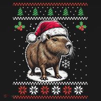 Capybara Santa Hat Ugly Christmas Sweater Xmas Tank Top thumb 6