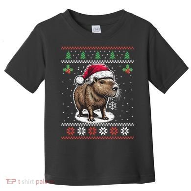 Capybara Santa Hat Ugly Christmas Sweater Xmas Toddler T-Shirt