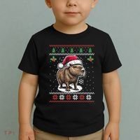 Capybara Santa Hat Ugly Christmas Sweater Xmas Toddler T-Shirt thumb 2