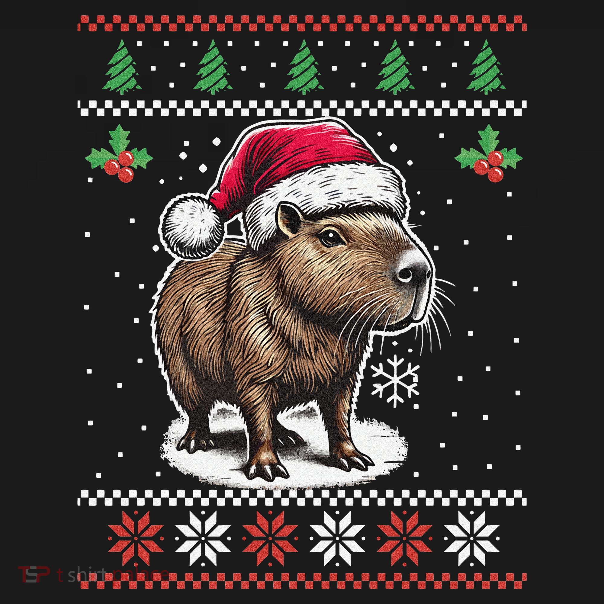 Capybara Santa Hat Ugly Christmas Sweater Xmas Toddler T-Shirt