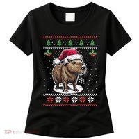 Capybara Santa Hat Ugly Christmas Sweater Xmas Women's T-Shirt thumb 0