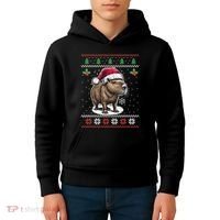 Capybara Santa Hat Ugly Christmas Sweater Xmas Kids Hoodie thumb 4