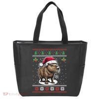Capybara Santa Hat Ugly Christmas Sweater Xmas Tote Bag thumb 0