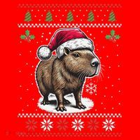 Capybara Santa Hat Ugly Christmas Sweater Xmas Santa Hat thumb 1