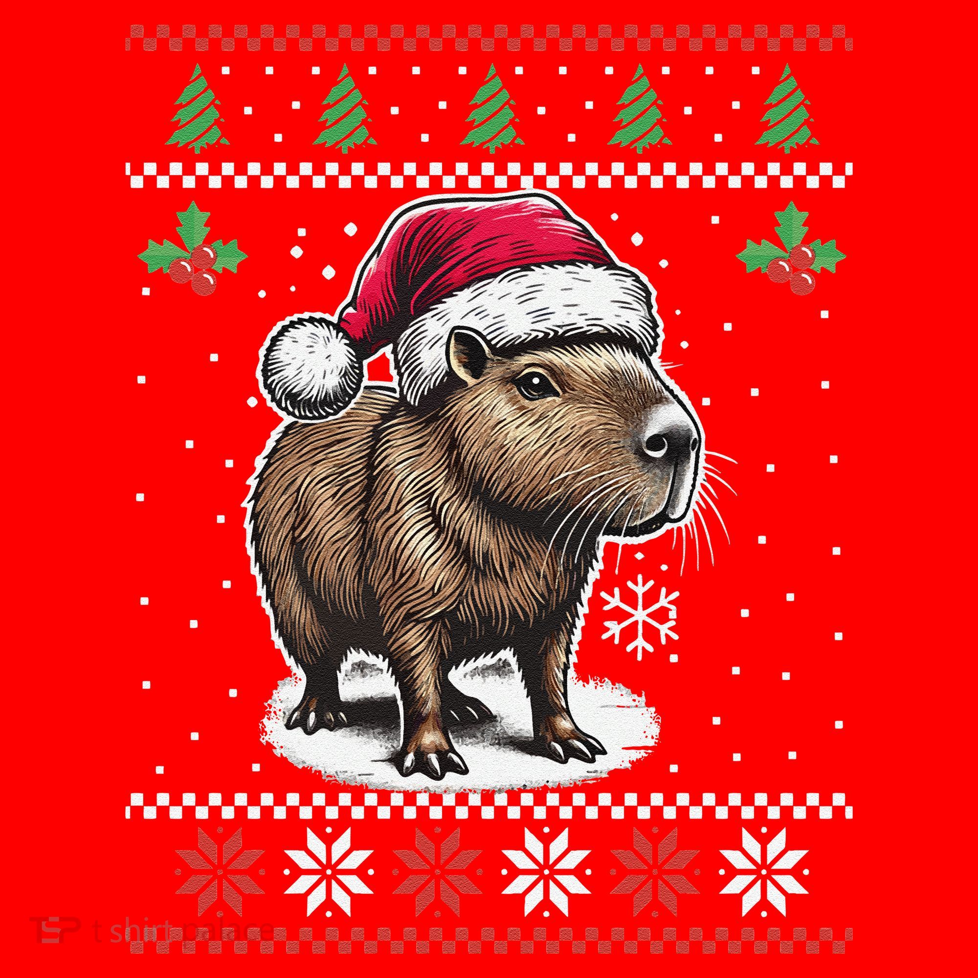 Capybara Santa Hat Ugly Christmas Sweater Xmas Santa Hat