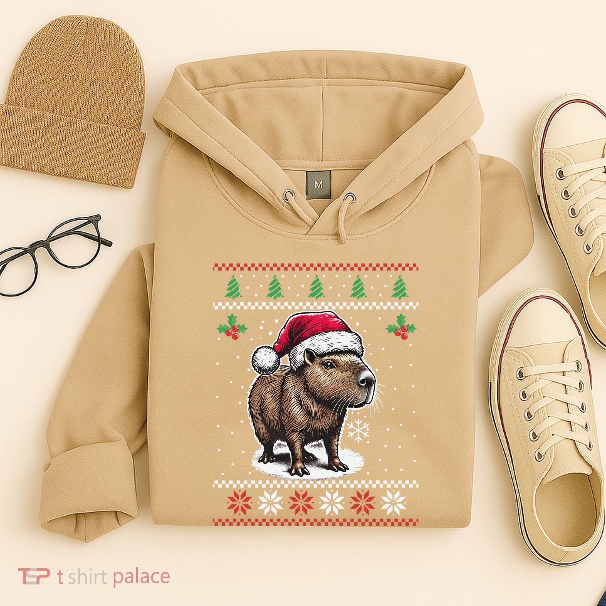 Capybara Santa Hat Ugly Christmas Sweater Xmas Hoodie