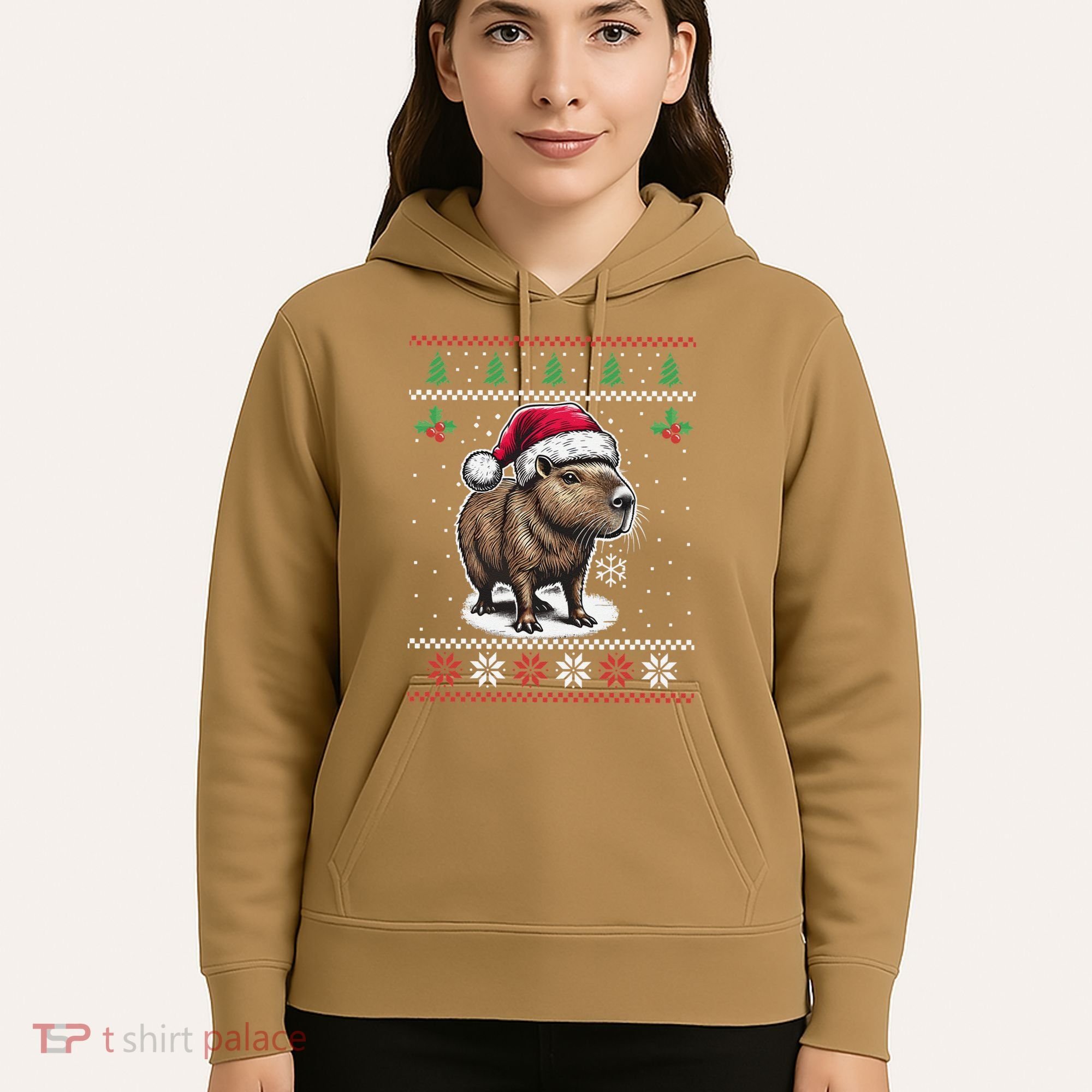 Capybara Santa Hat Ugly Christmas Sweater Xmas Hoodie