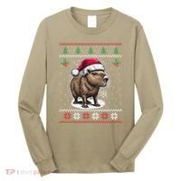 Capybara Santa Hat Ugly Christmas Sweater Xmas Long Sleeve Shirt thumb 0