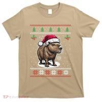 Capybara Santa Hat Ugly Christmas Sweater Xmas T-Shirt thumb 0