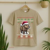 Capybara Santa Hat Ugly Christmas Sweater Xmas T-Shirt thumb 2