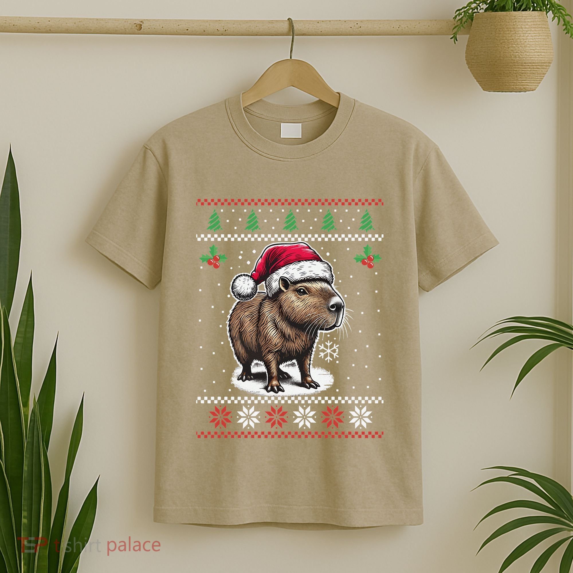Capybara Santa Hat Ugly Christmas Sweater Xmas T-Shirt