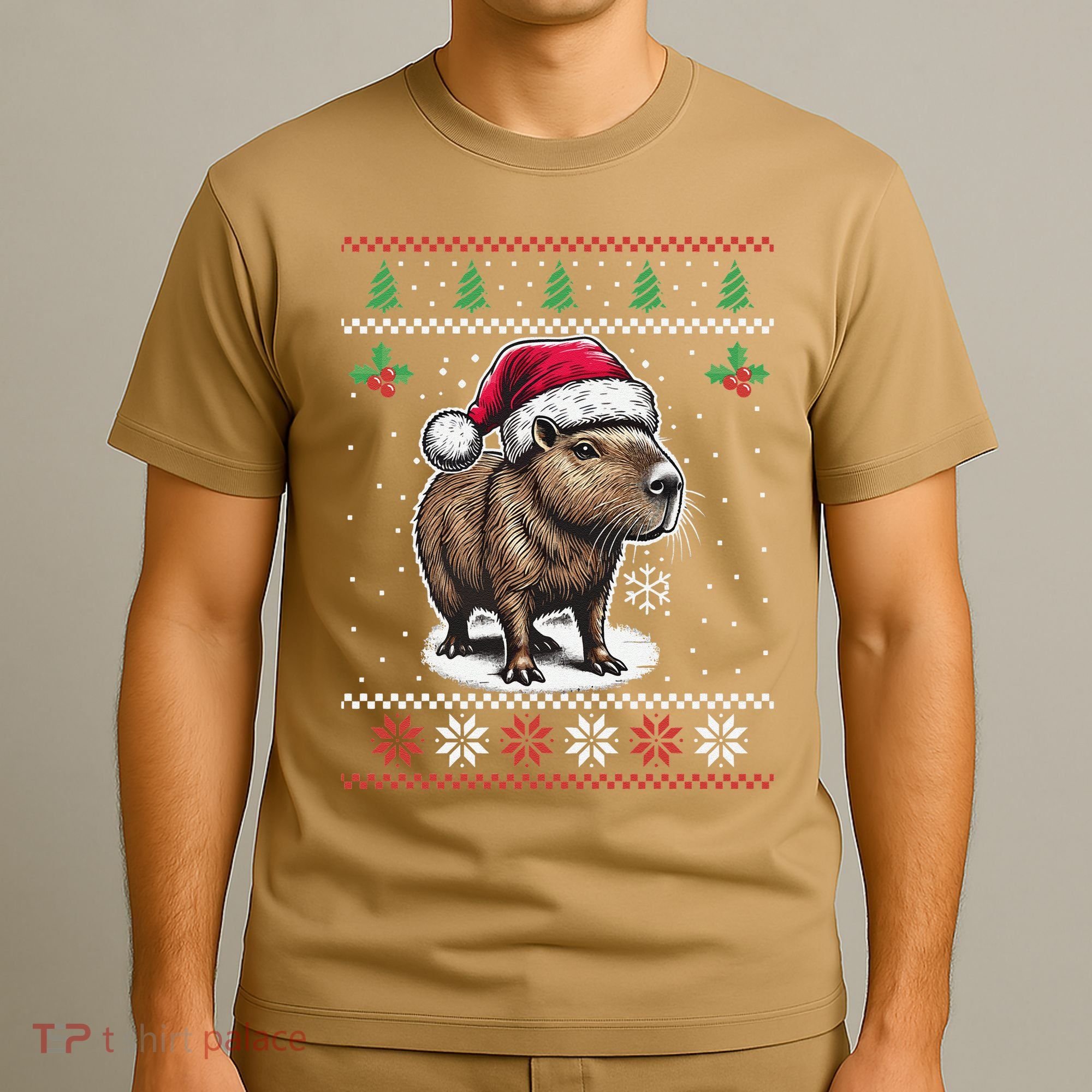 Capybara Santa Hat Ugly Christmas Sweater Xmas T-Shirt