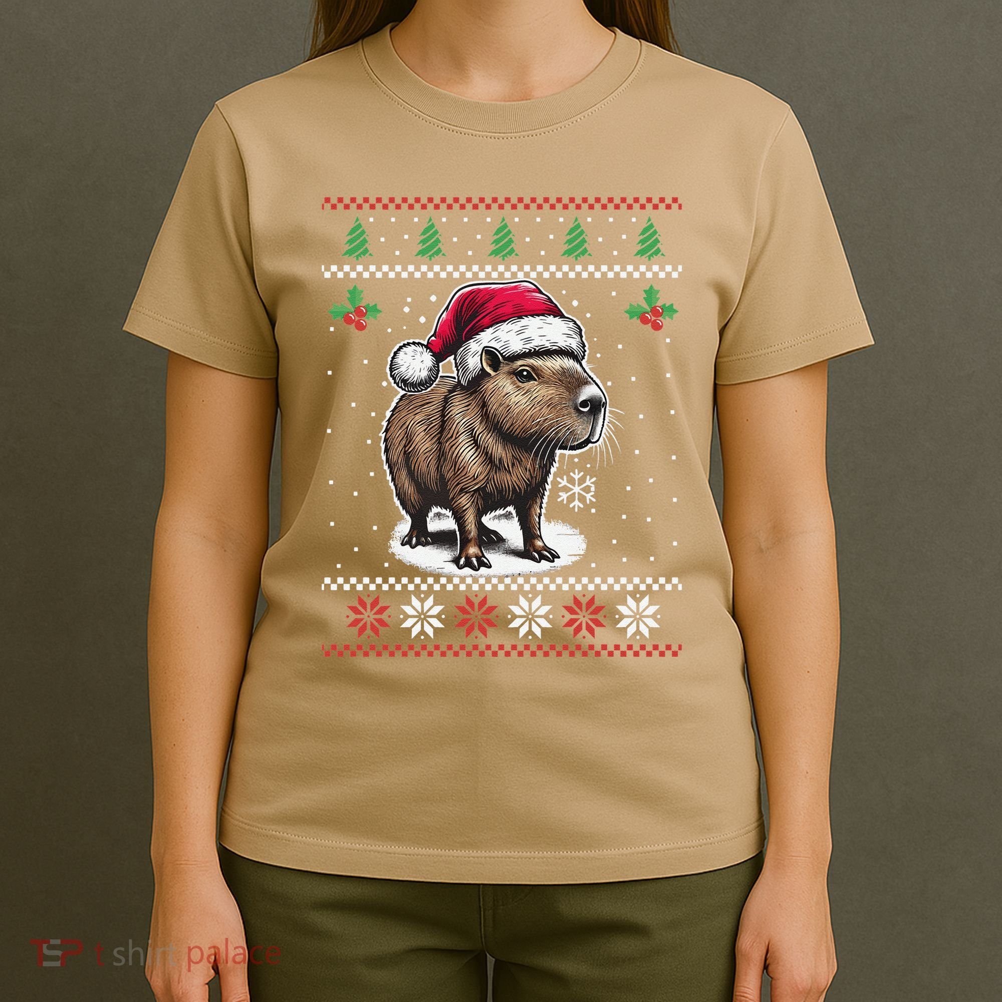 Capybara Santa Hat Ugly Christmas Sweater Xmas T-Shirt
