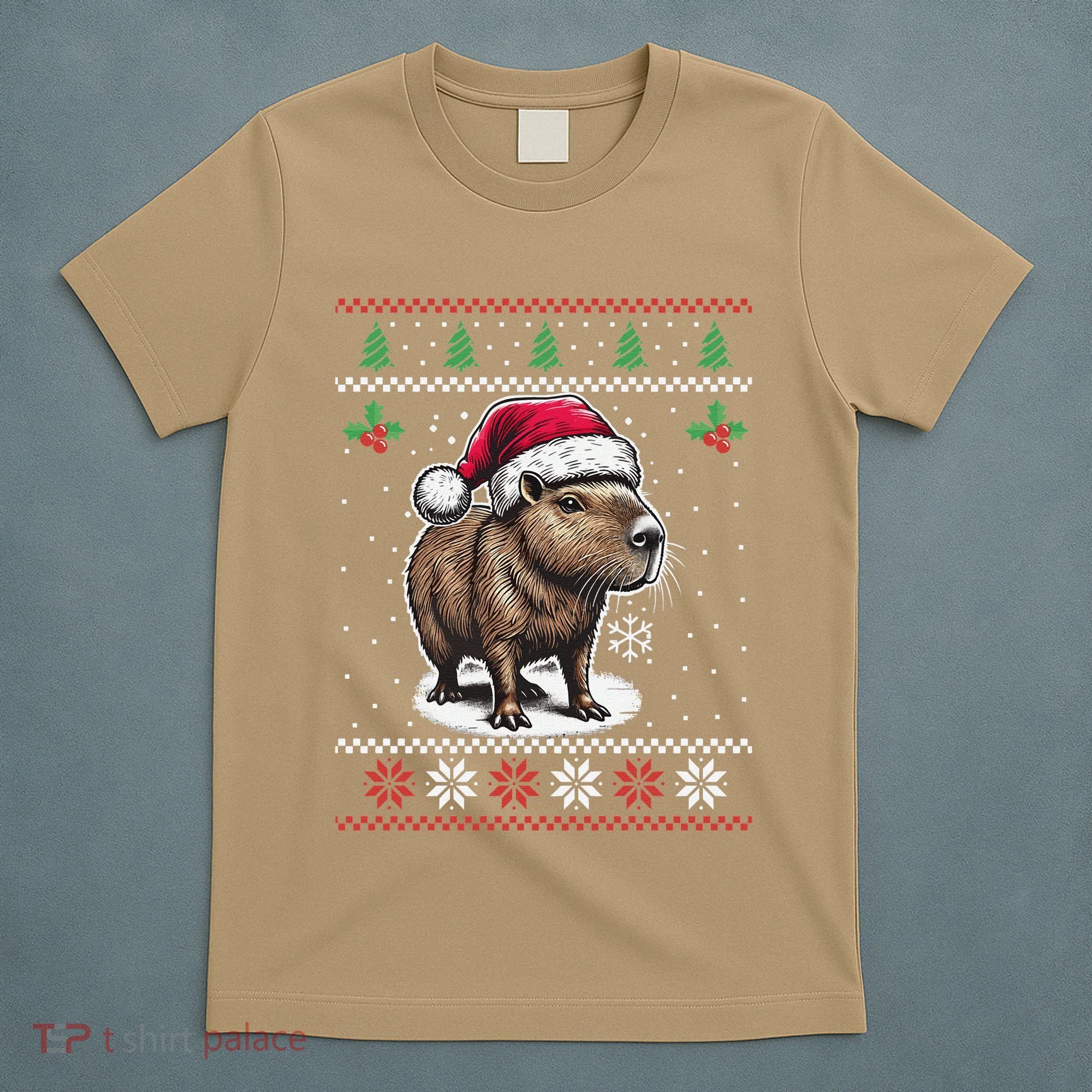 Capybara Santa Hat Ugly Christmas Sweater Xmas T-Shirt