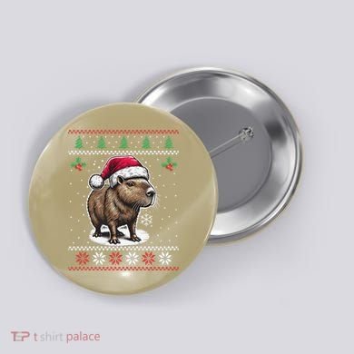Capybara Santa Hat Ugly Christmas Sweater Xmas Button