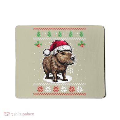 Capybara Santa Hat Ugly Christmas Sweater Xmas Mousepad