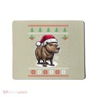 Capybara Santa Hat Ugly Christmas Sweater Xmas Mousepad thumb 0