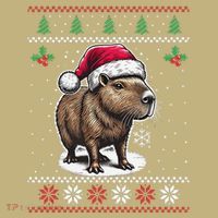 Capybara Santa Hat Ugly Christmas Sweater Xmas Mousepad thumb 1