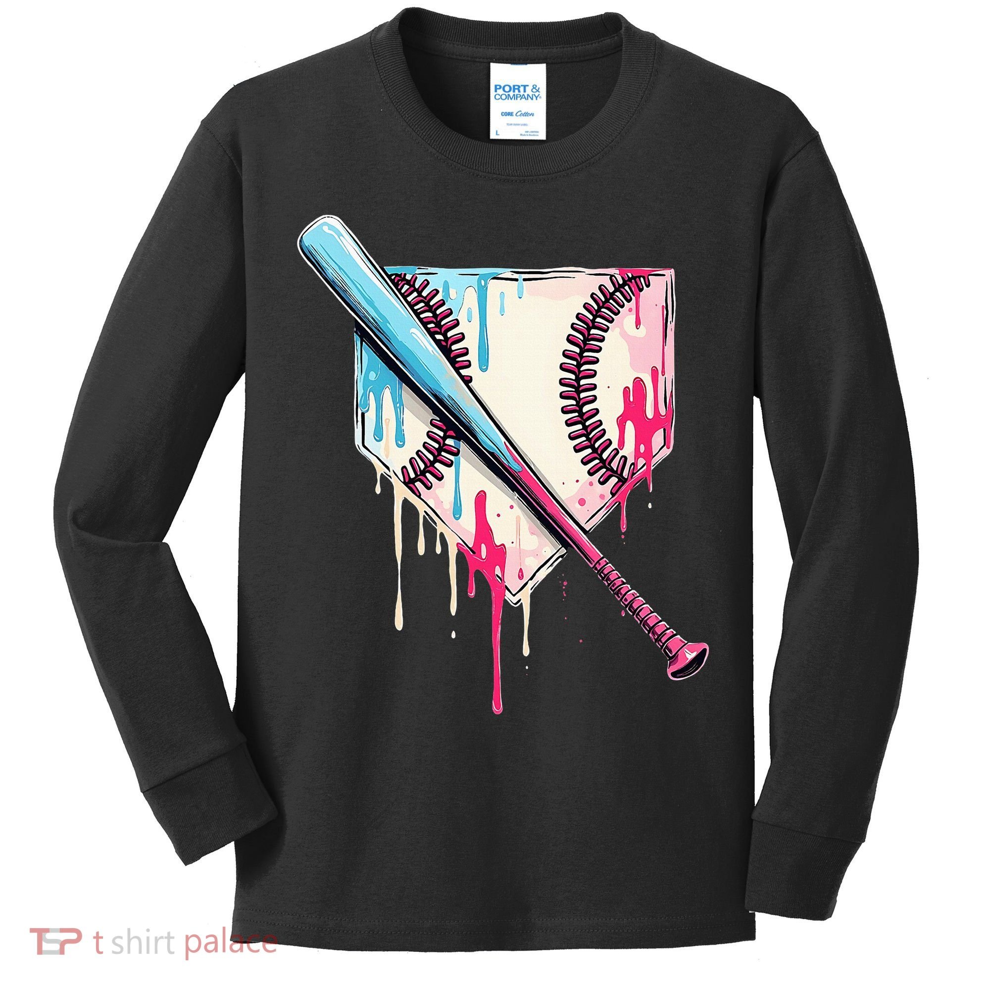 Cool Sport Home Plate Drip With Sprinkles Drip Kids Long Sleeve Shirt