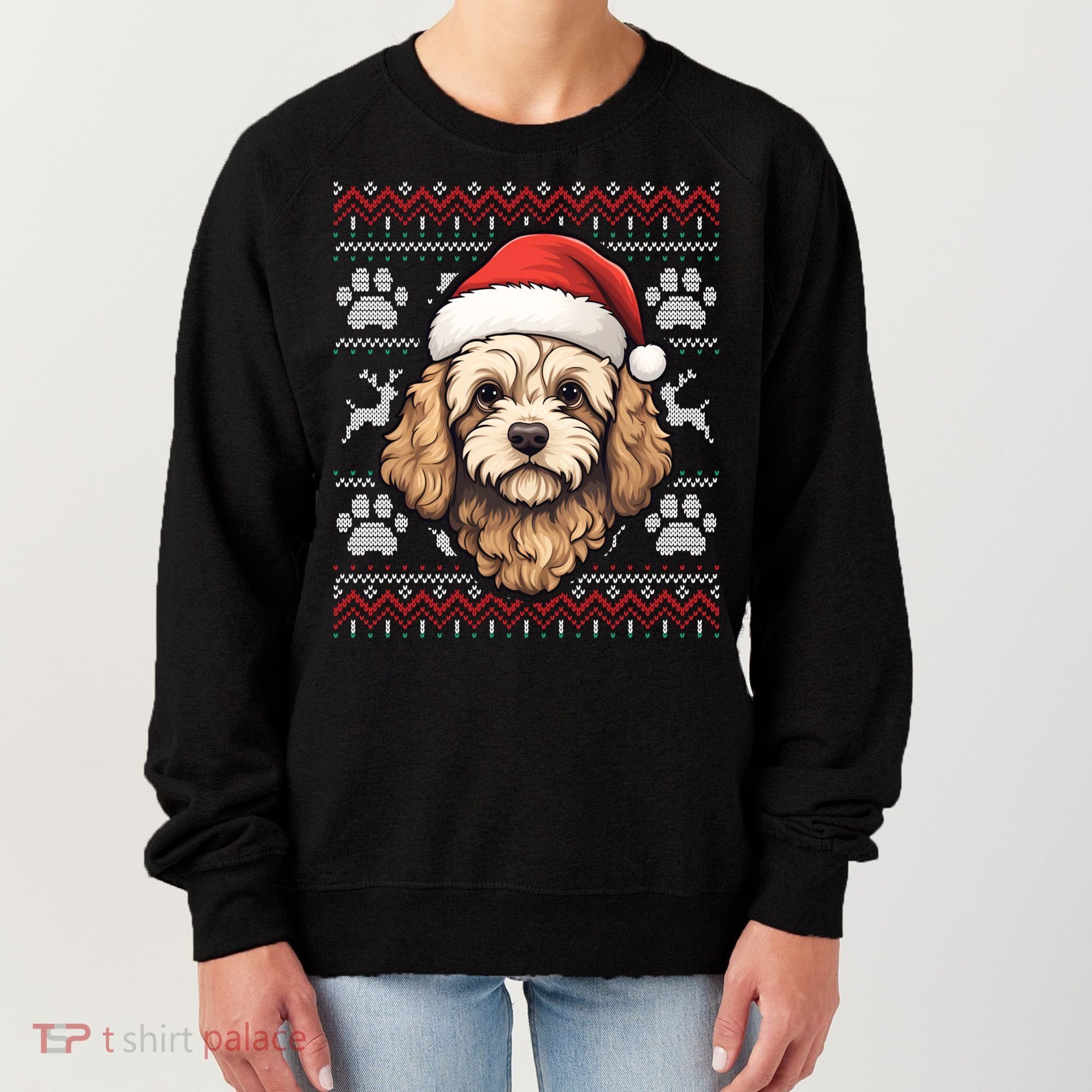 Cavapoo Santa Hat Christmas Funny Dog Mom Dad Great Gift Women's Sweatshirt