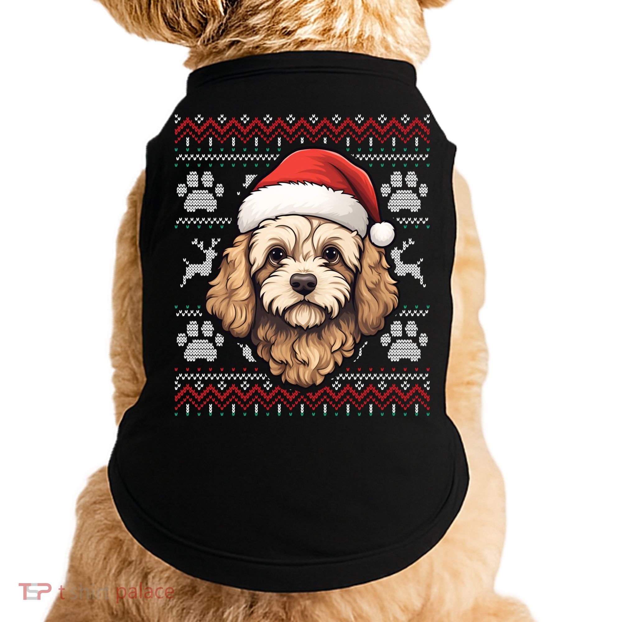 Cavapoo Santa Hat Christmas Funny Dog Mom Dad Great Gift Doggie Tank