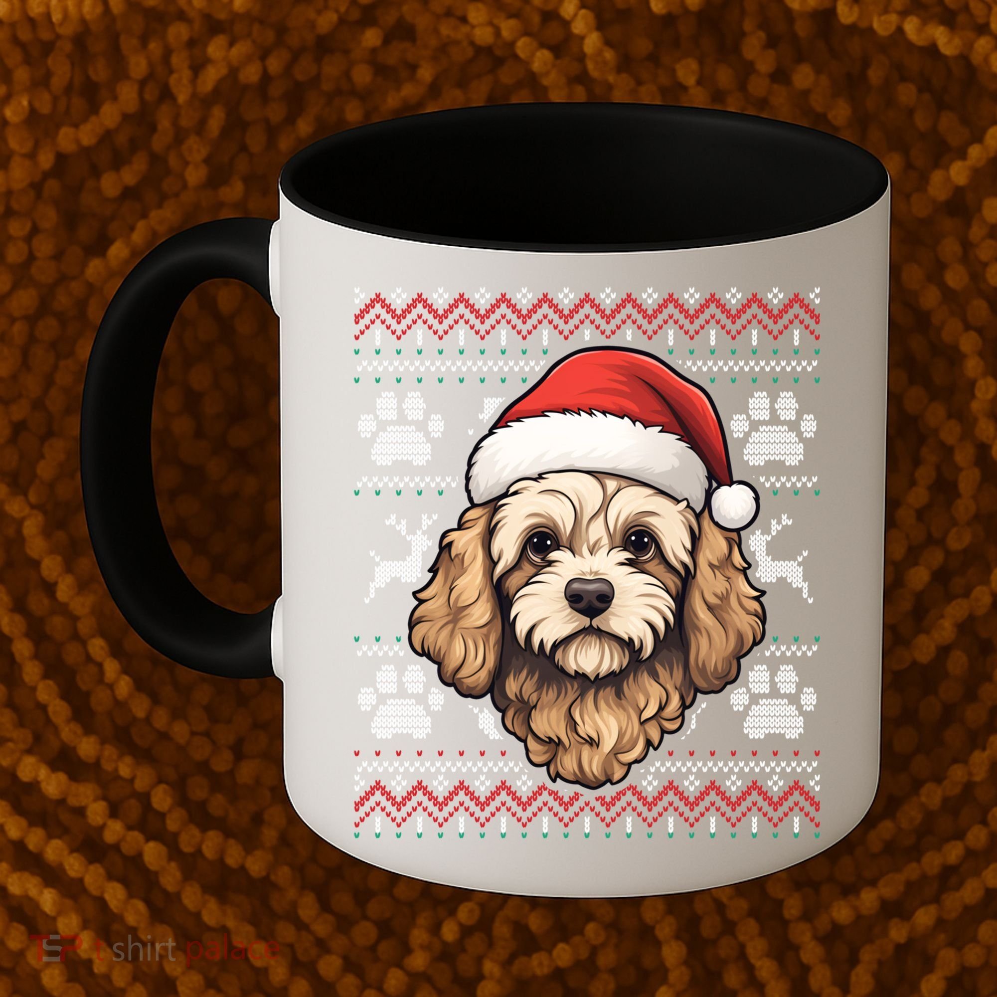 Cavapoo Santa Hat Christmas Funny Dog Mom Dad Great Gift Coffee Mug