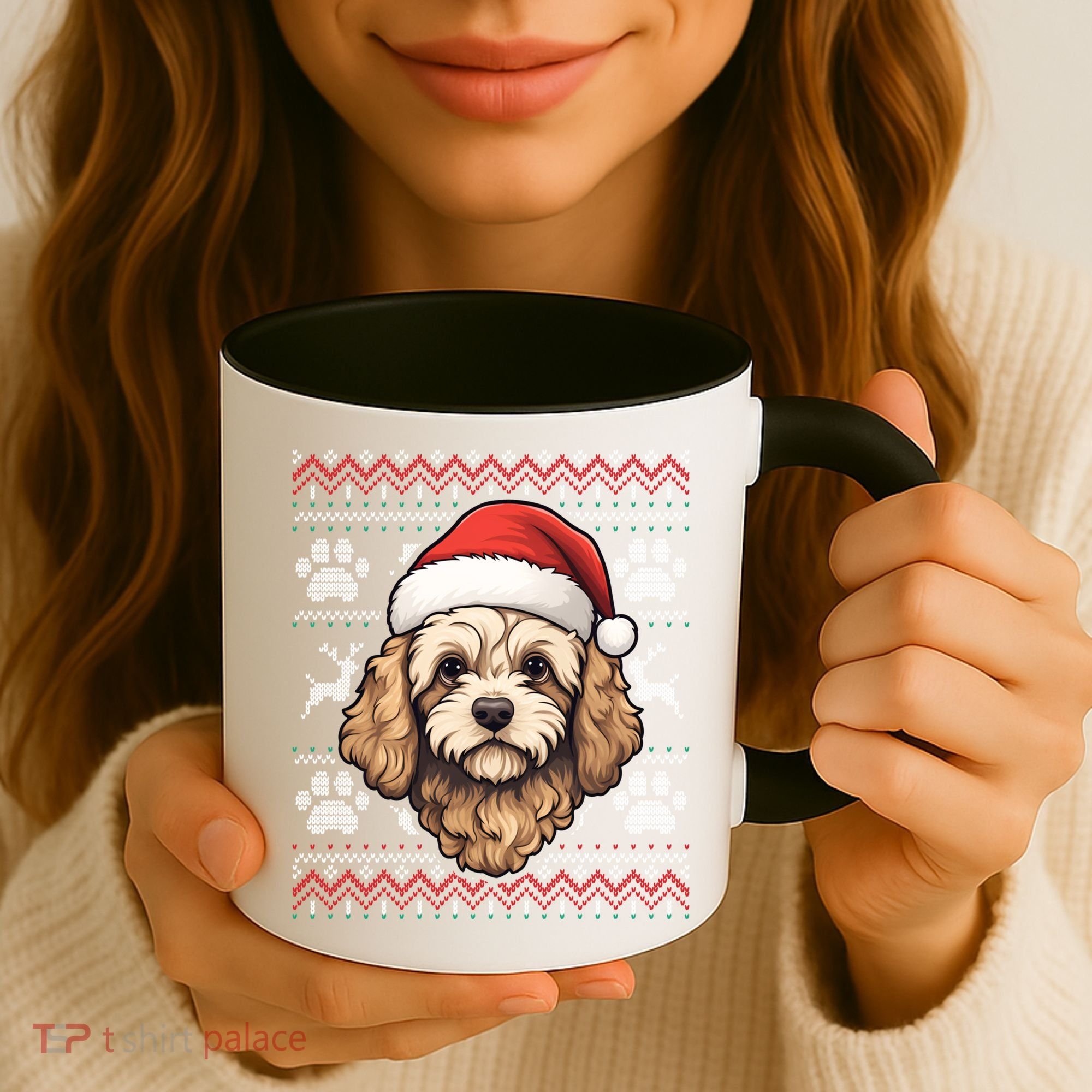 Cavapoo Santa Hat Christmas Funny Dog Mom Dad Great Gift Coffee Mug