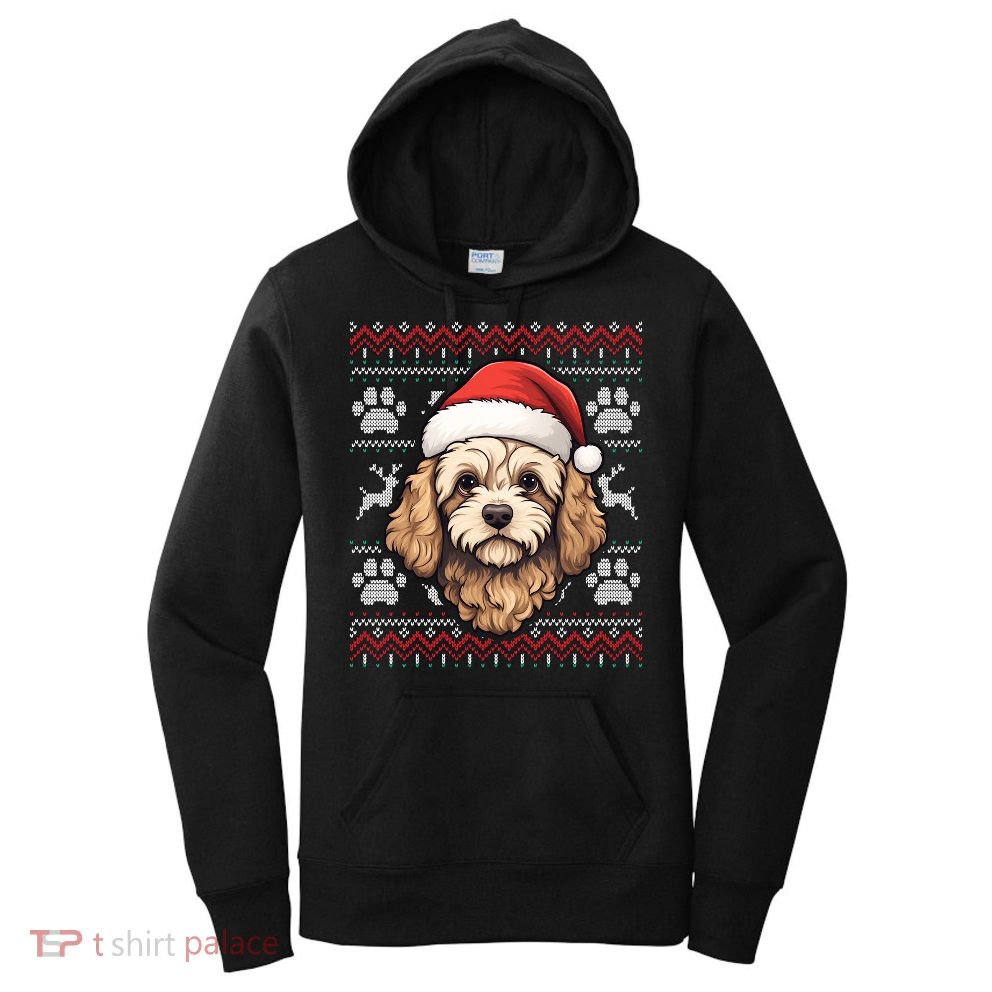 Cavapoo Santa Hat Christmas Funny Dog Mom Dad Great Gift Women's Hoodie