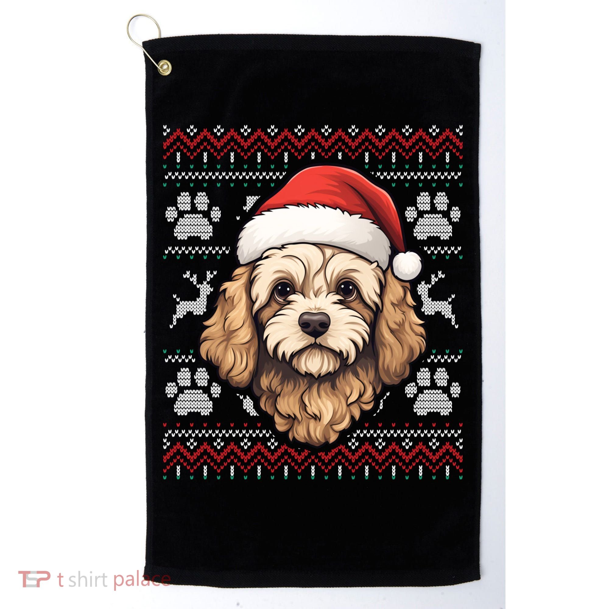 Cavapoo Santa Hat Christmas Funny Dog Mom Dad Great Gift Golf Towel